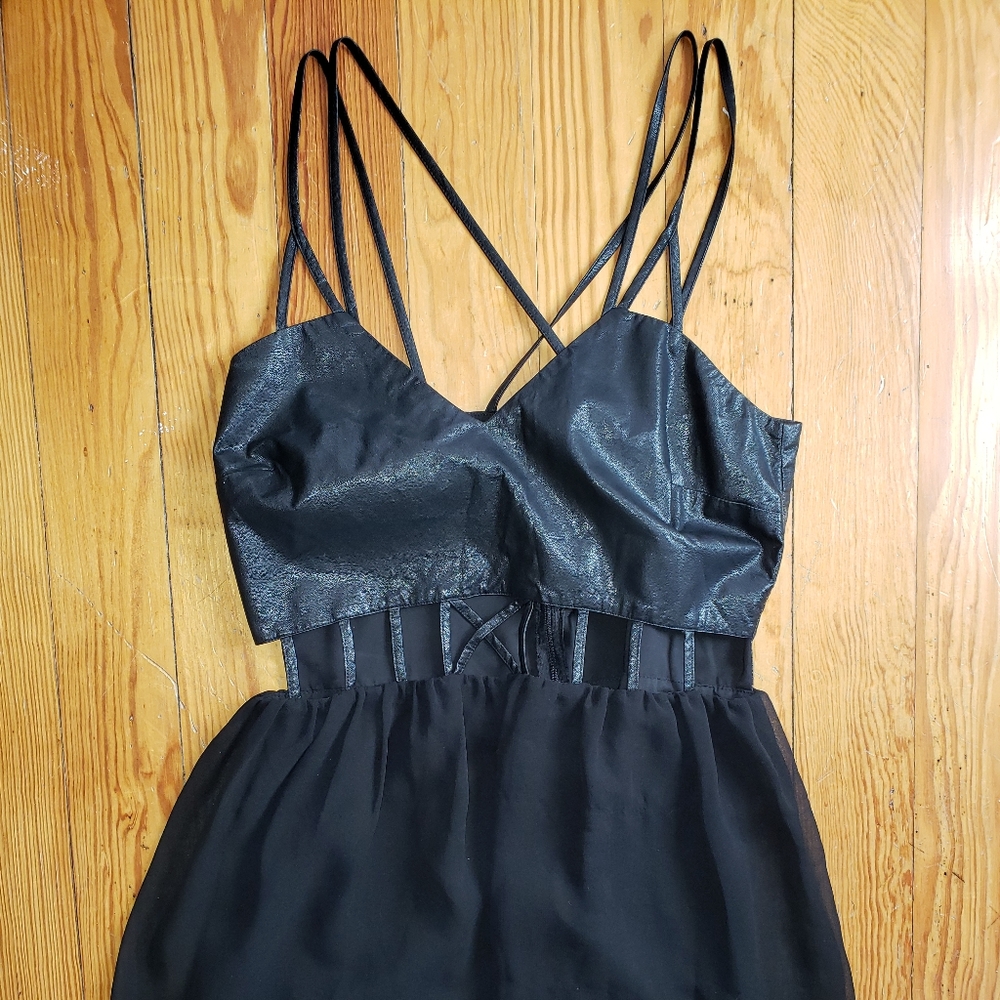 Sugarlips Strappy Faux Leather Party Dress